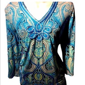 JM Collections half sleeve v-neck